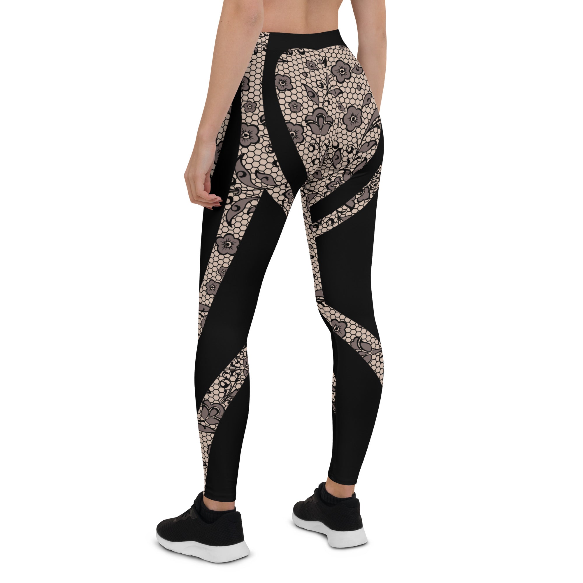 Floral Mesh Print Mid-Waist Leggings